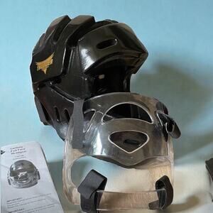 Thunder By Proforce Black Martial Arts Full Face Headgear Adult XL & Face Mask